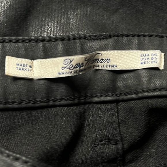Zara Slim Fit Skinny Coated Jeans Black Size 4 - Picture 3 of 5